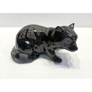 Vtg. Native American Blackware Pottery Wolf  R Diane Martinez Signed Handmade